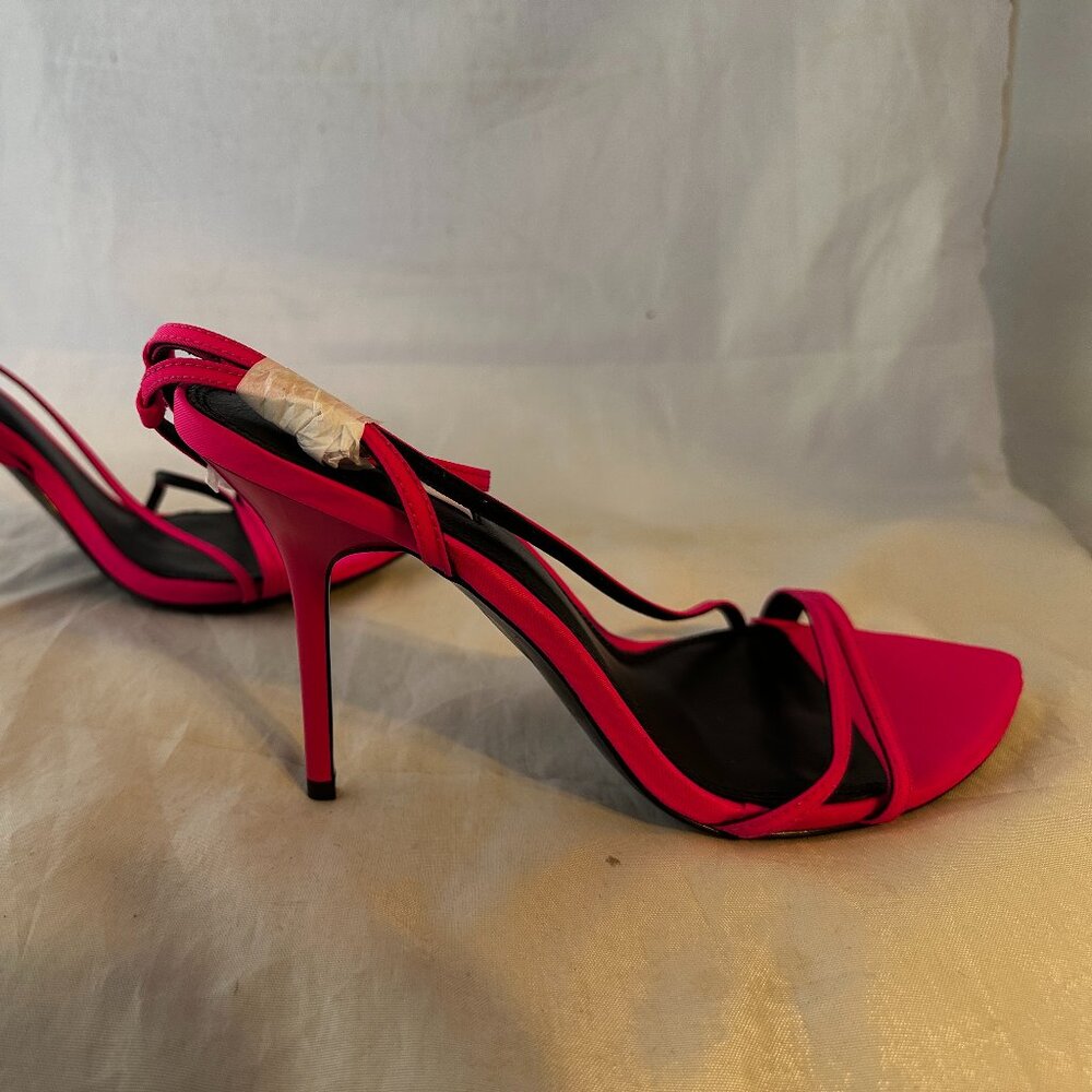 Reiss Adela Strappy Heels Sandals Bright Pink Satin Women Size 41 (10 US)  NEW